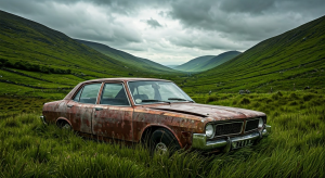 Collage of people buying, selling, and driving cars including luxury vehicles, electric cars, car dealerships, and family car transactions.